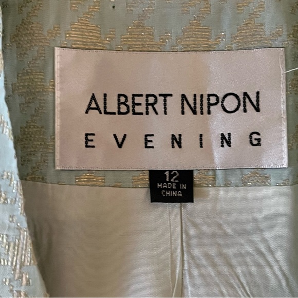ALBERT NIPON Evening Size 12 Skirt Suit Mint Metallic Jeweled Buttons Vintage - Picture 11 of 15